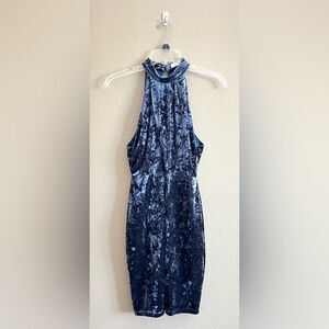 Lush Velvet Midriff Cutout Bodycon Dress